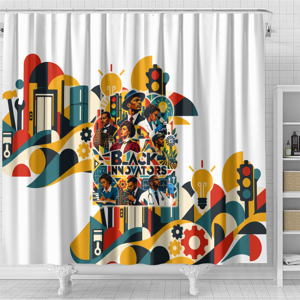 African American Inventions Shower Curtain Black Inventors Vintage Pop Collage Black History
