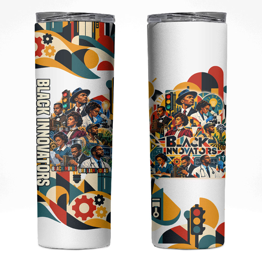 African American Inventions Skinny Tumbler Black Inventors Vintage Pop Collage Black History