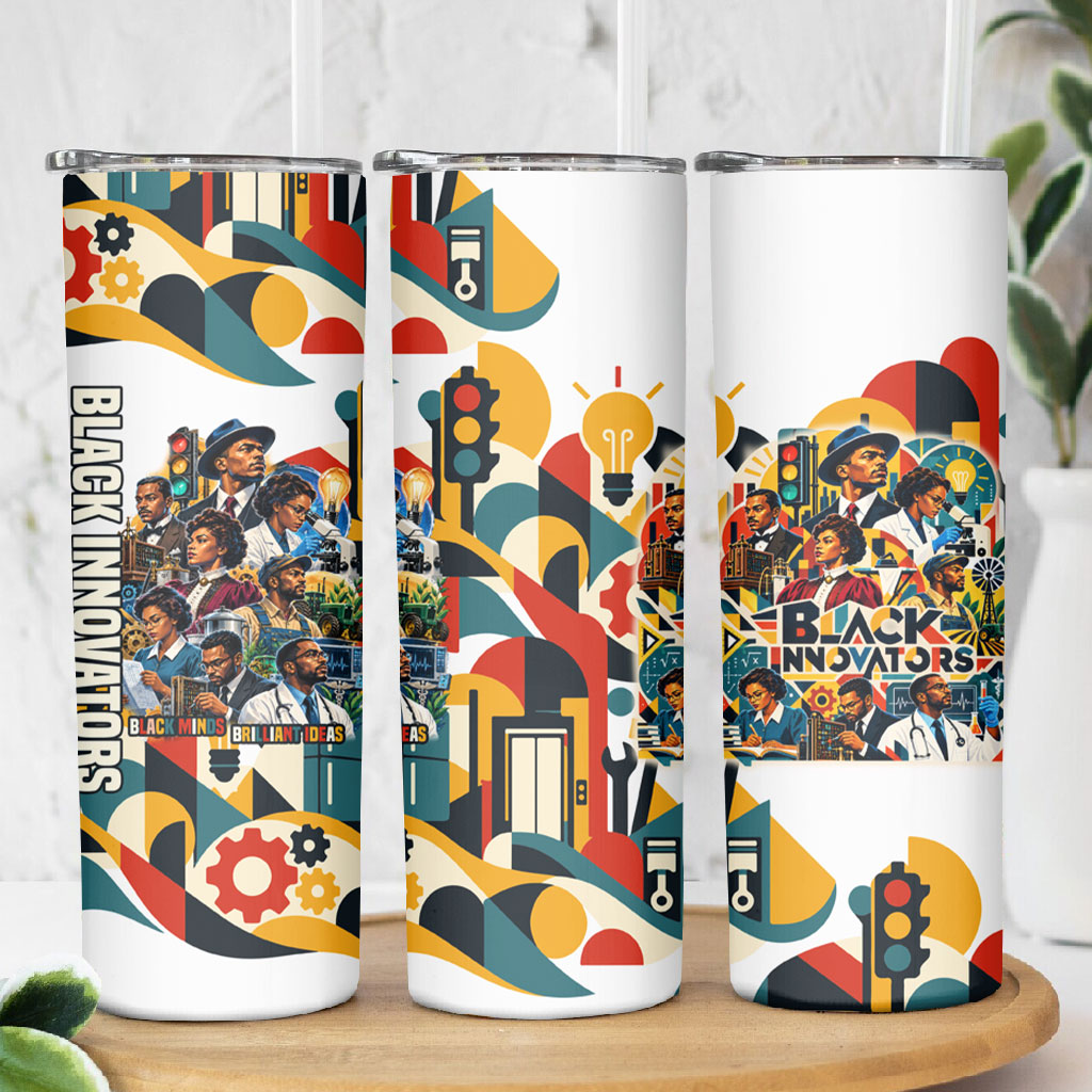 African American Inventions Skinny Tumbler Black Inventors Vintage Pop Collage Black History