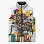 African American Inventions Sleeveless Puffer Jacket Black Inventors Vintage Pop Collage Black History