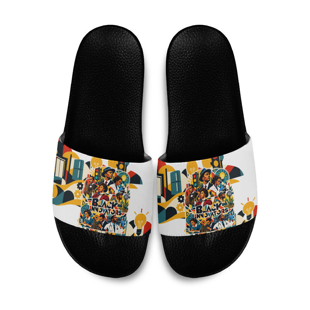 African American Inventions Slide Sandals Black Inventors Vintage Pop Collage Black History