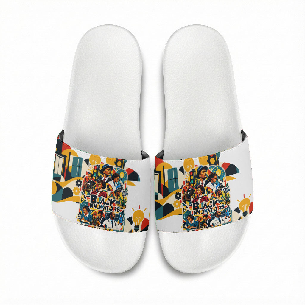 African American Inventions Slide Sandals Black Inventors Vintage Pop Collage Black History