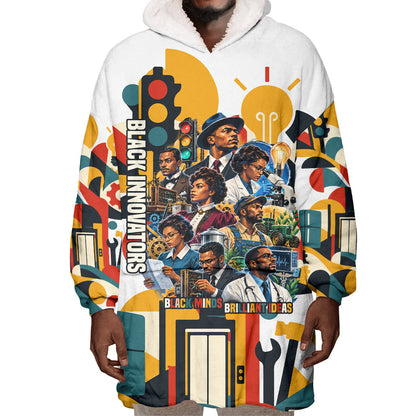 African American Inventions Wearable Blanket Hoodie Black Inventors Vintage Pop Collage Black History