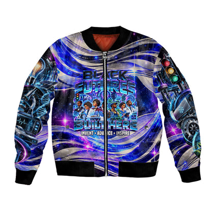 African American Inventions Black Inventors Bomber Jacket Black Excellence Heritage Tribute - Futuristic Innovation