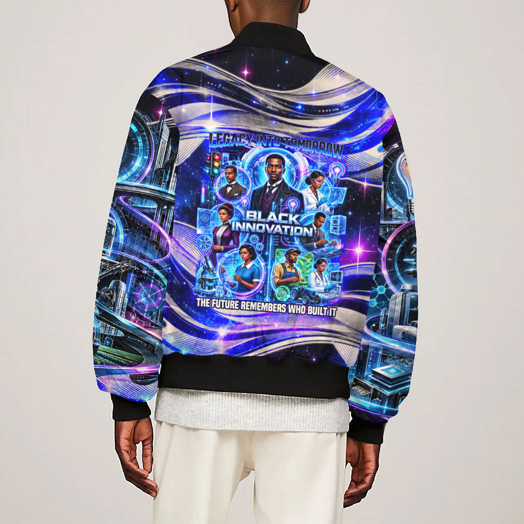 African American Inventions Black Inventors Bomber Jacket Black Excellence Heritage Tribute - Futuristic Innovation