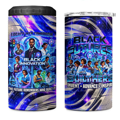 African American Inventions Black Inventors 4 in 1 Can Cooler Tumbler Black Excellence Heritage Tribute - Futuristic Innovation