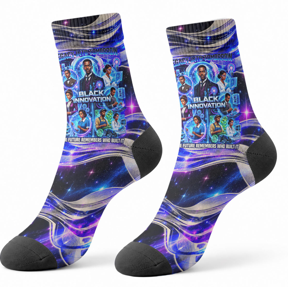 African American Inventions Black Inventors Crew Socks Black Excellence Heritage Tribute - Futuristic Innovation
