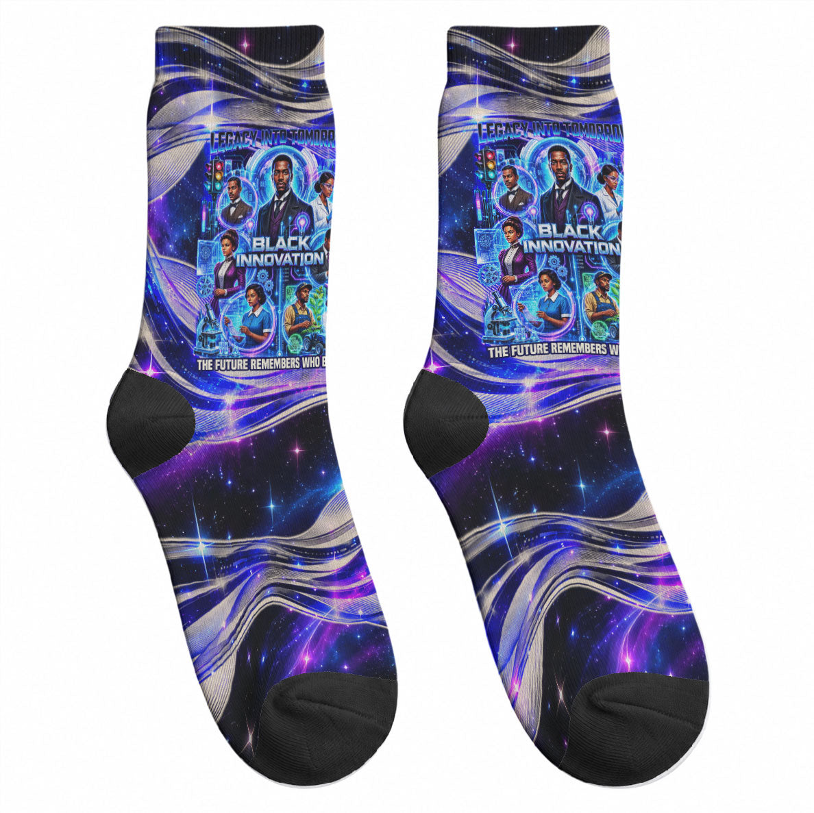 African American Inventions Black Inventors Crew Socks Black Excellence Heritage Tribute - Futuristic Innovation