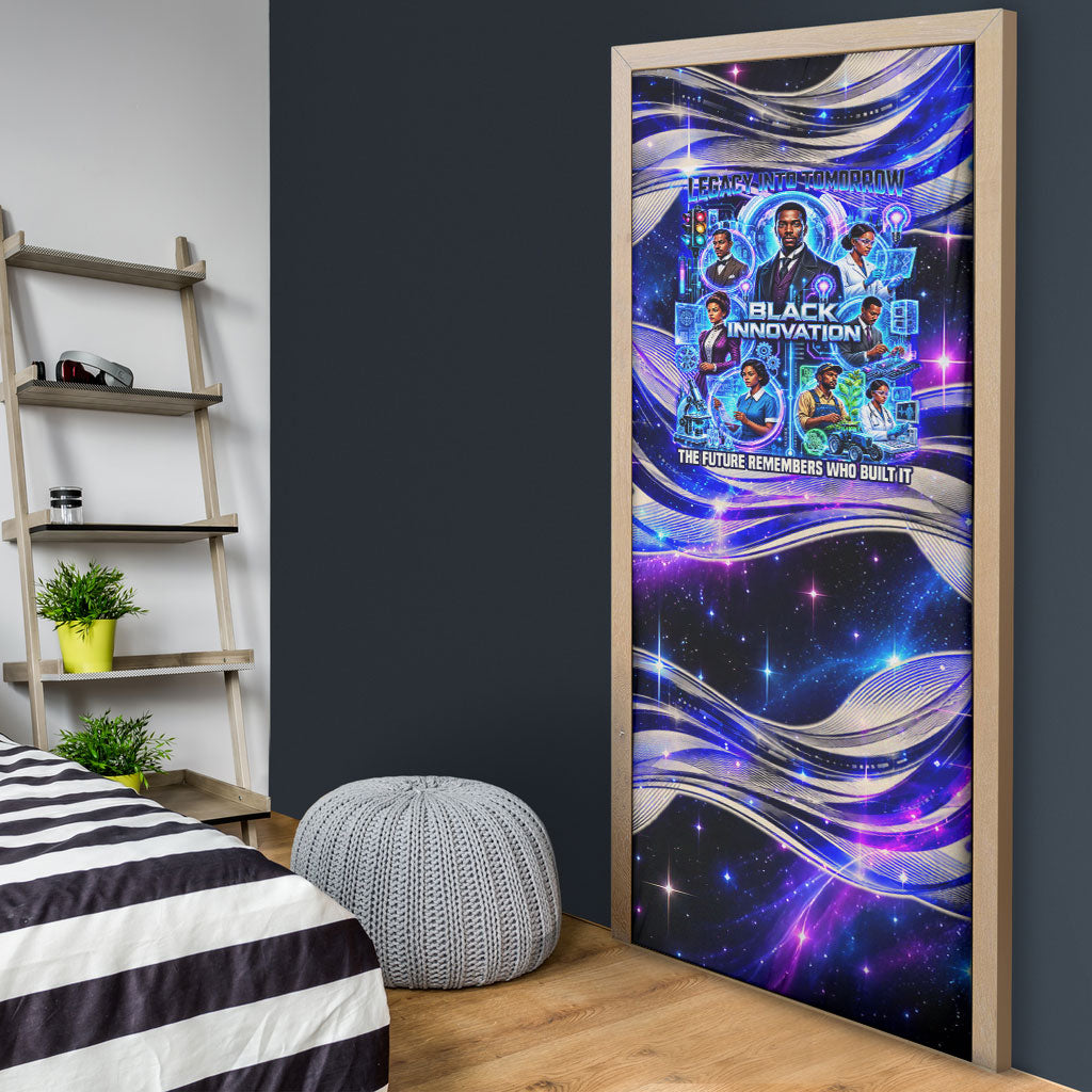 African American Inventions Black Inventors Door Cover Black Excellence Heritage Tribute - Futuristic Innovation