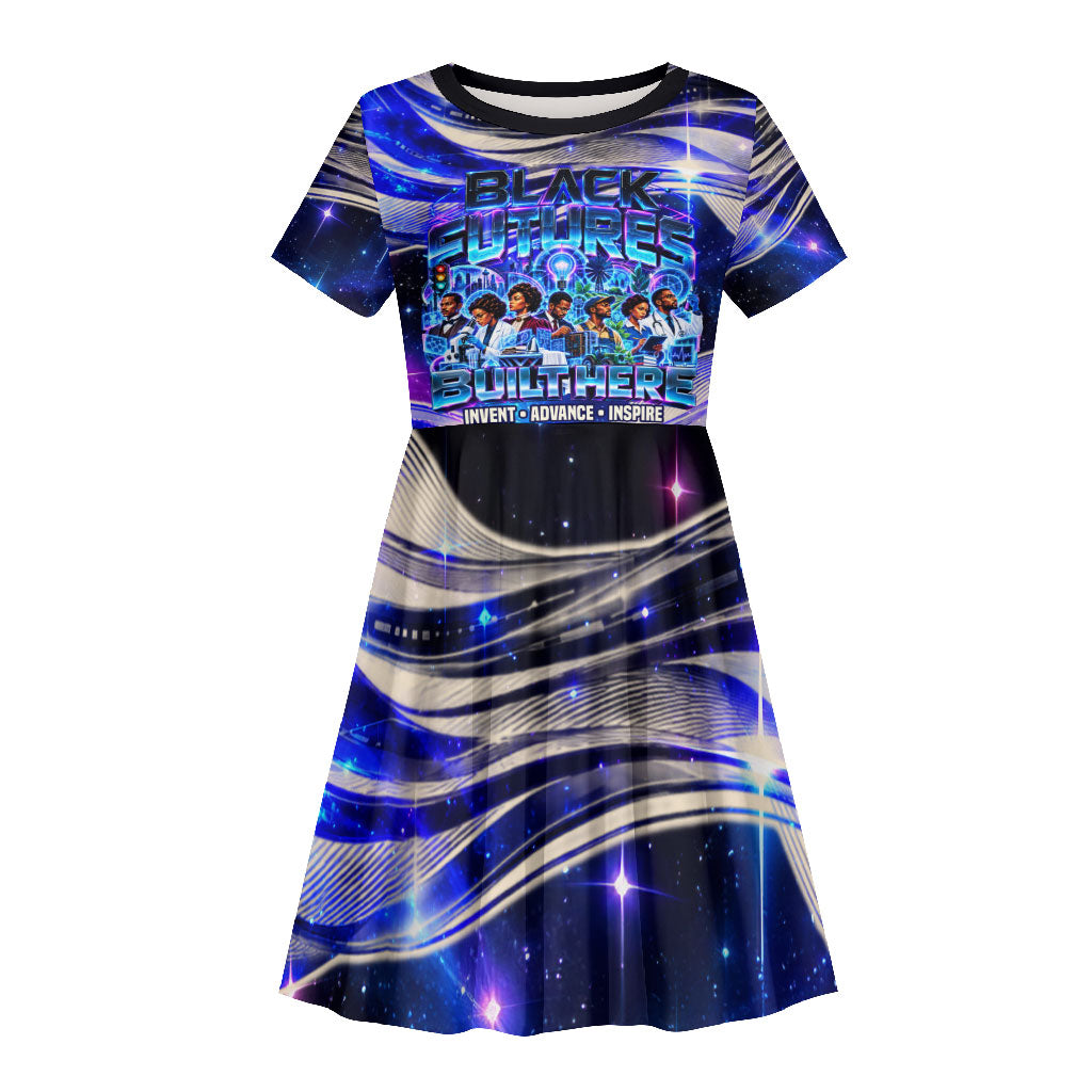 African American Inventions Black Inventors Kid Short Sleeve Dress Black Excellence Heritage Tribute - Futuristic Innovation