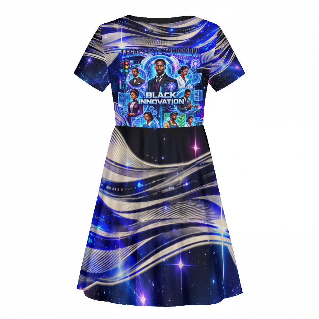 African American Inventions Black Inventors Kid Short Sleeve Dress Black Excellence Heritage Tribute - Futuristic Innovation