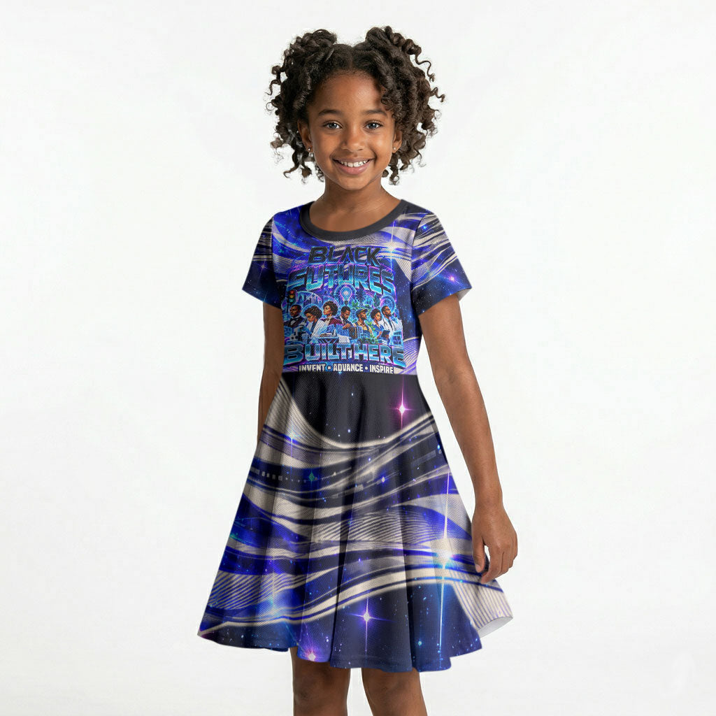 African American Inventions Black Inventors Kid Short Sleeve Dress Black Excellence Heritage Tribute - Futuristic Innovation