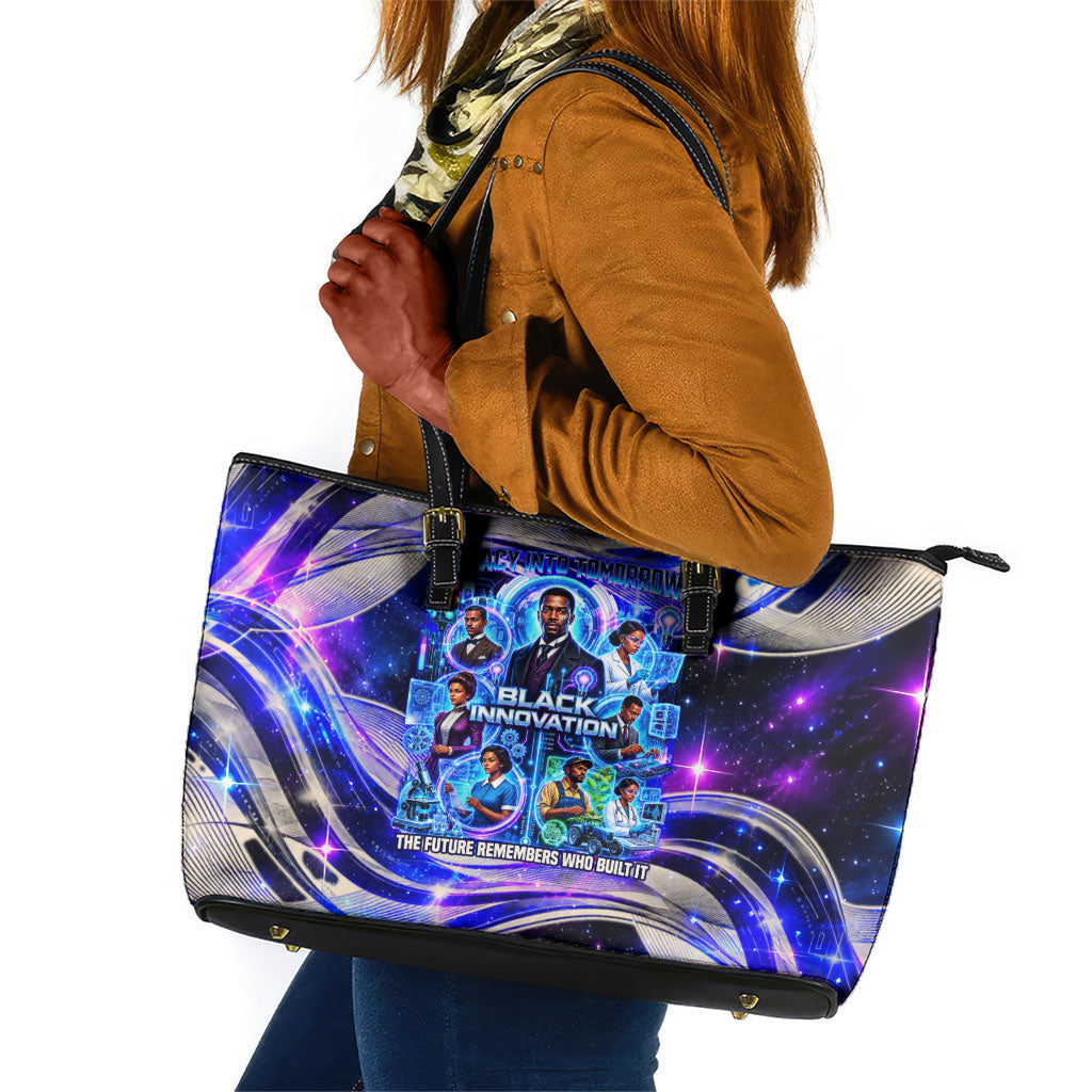 African American Inventions Black Inventors Leather Tote Bag Black Excellence Heritage Tribute - Futuristic Innovation