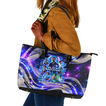 African American Inventions Black Inventors Leather Tote Bag Black Excellence Heritage Tribute - Futuristic Innovation