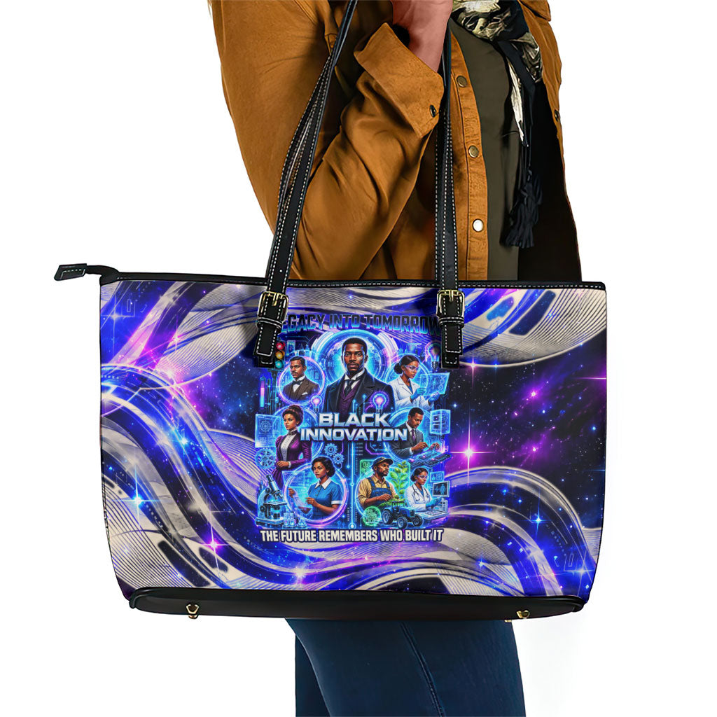 African American Inventions Black Inventors Leather Tote Bag Black Excellence Heritage Tribute - Futuristic Innovation