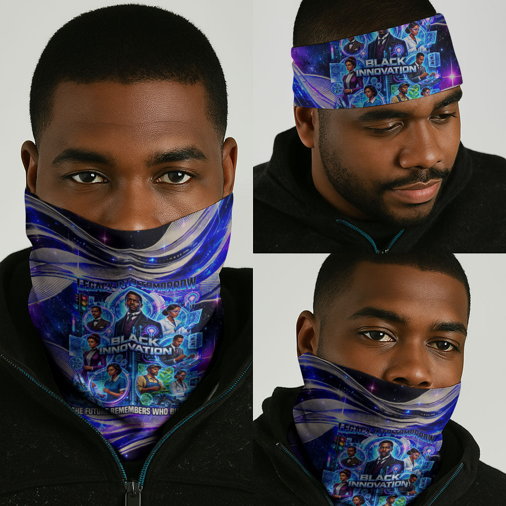African American Inventions Black Inventors Neck Gaiter Black Excellence Heritage Tribute - Futuristic Innovation