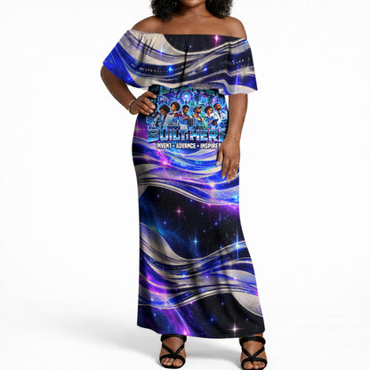 African American Inventions Black Inventors Off Shoulder Maxi Dress Black Excellence Heritage Tribute - Futuristic Innovation