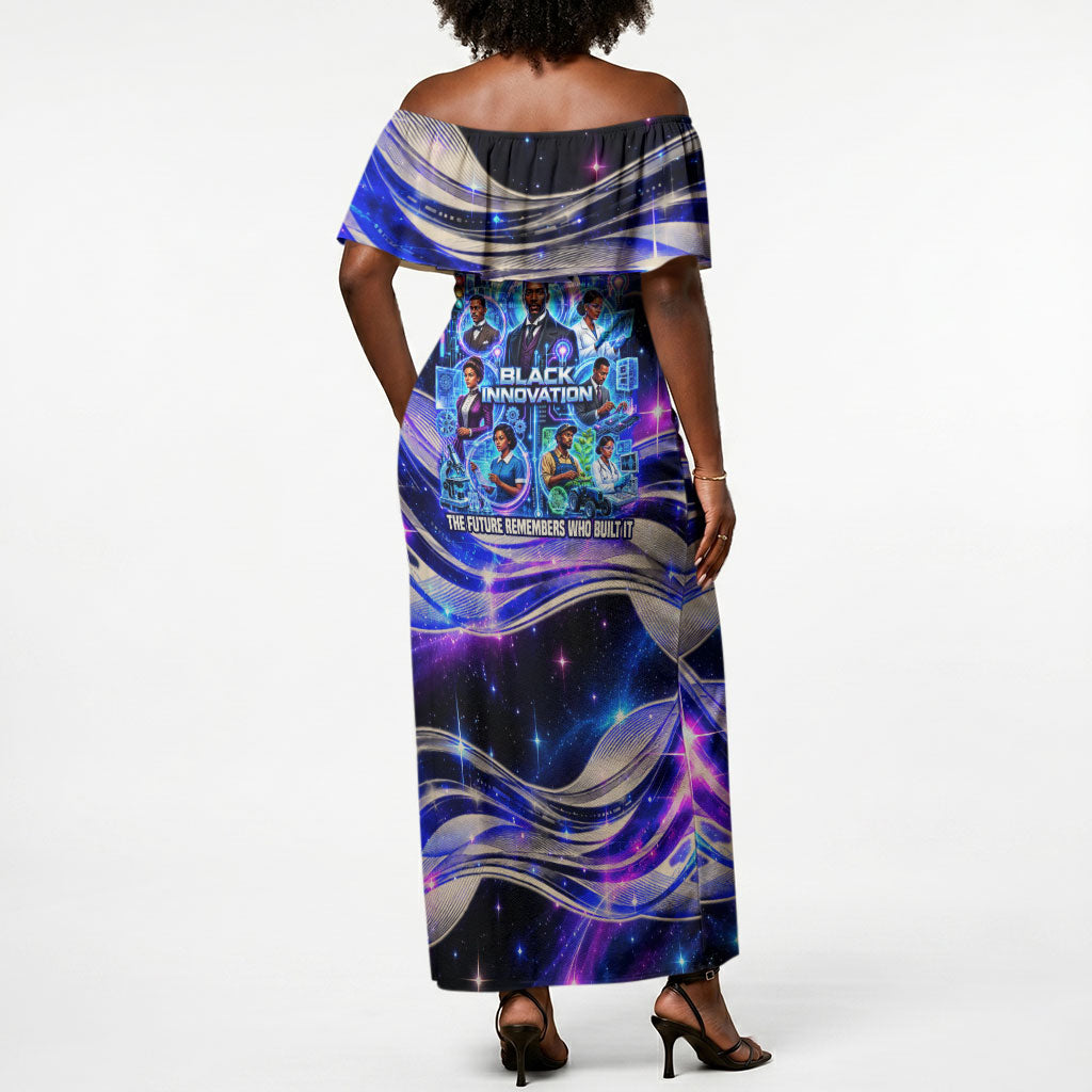 African American Inventions Black Inventors Off Shoulder Maxi Dress Black Excellence Heritage Tribute - Futuristic Innovation