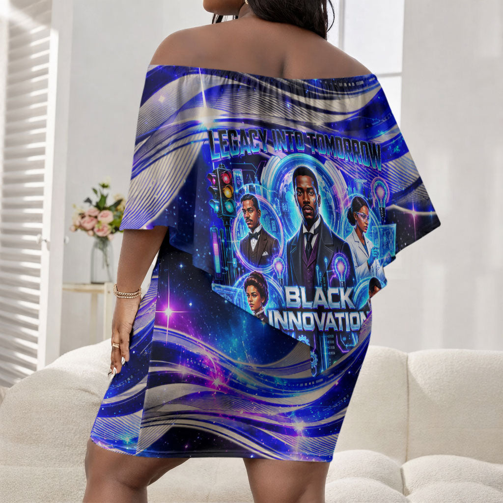 African American Inventions Black Inventors Off Shoulder Short Dress Black Excellence Heritage Tribute - Futuristic Innovation