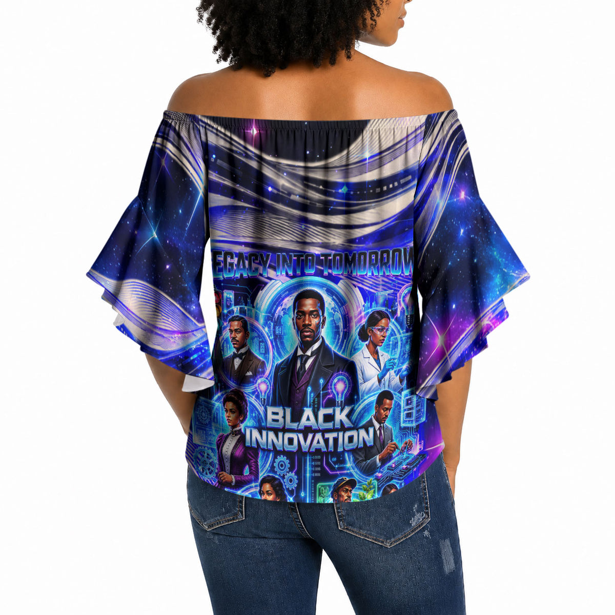 African American Inventions Black Inventors Off Shoulder Wrap Waist Top Black Excellence Heritage Tribute - Futuristic Innovation