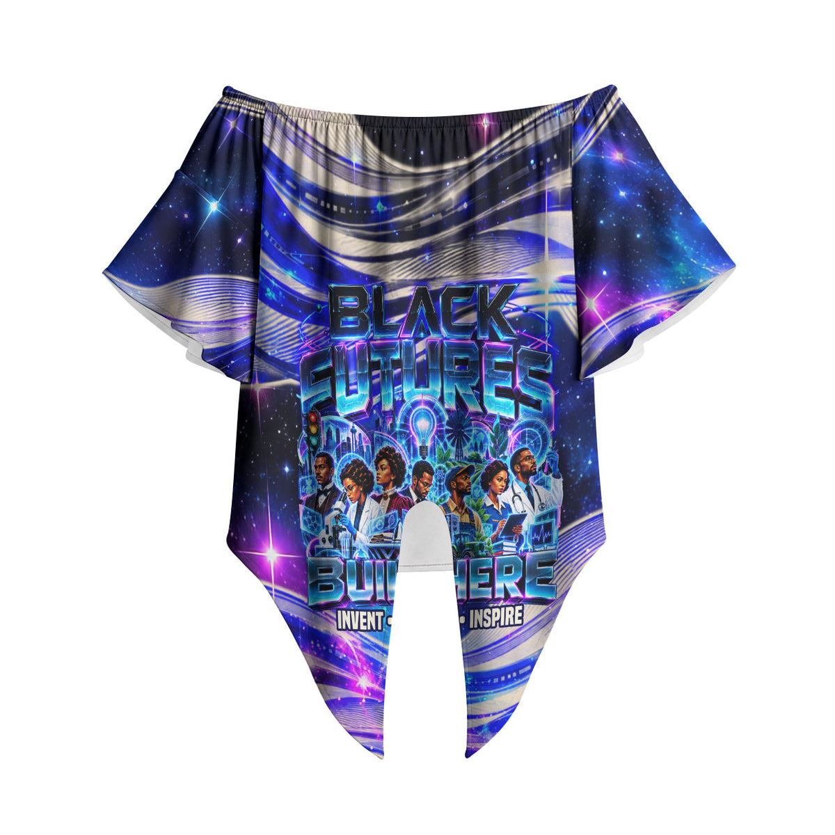 African American Inventions Black Inventors Off Shoulder Wrap Waist Top Black Excellence Heritage Tribute - Futuristic Innovation