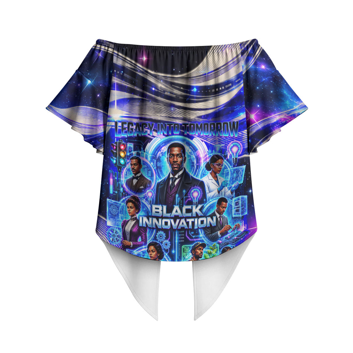 African American Inventions Black Inventors Off Shoulder Wrap Waist Top Black Excellence Heritage Tribute - Futuristic Innovation