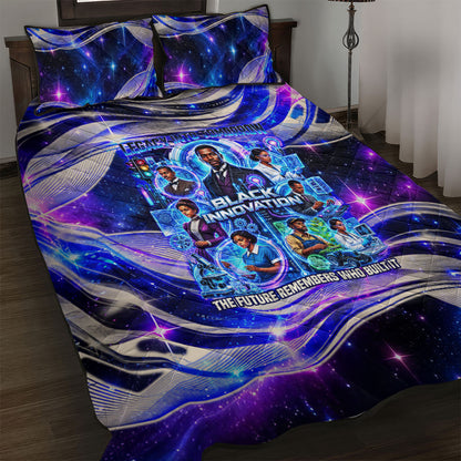African American Inventions Black Inventors Quilt Bed Set Black Excellence Heritage Tribute - Futuristic Innovation
