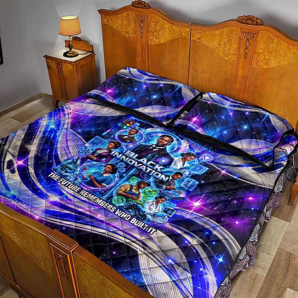 African American Inventions Black Inventors Quilt Bed Set Black Excellence Heritage Tribute - Futuristic Innovation