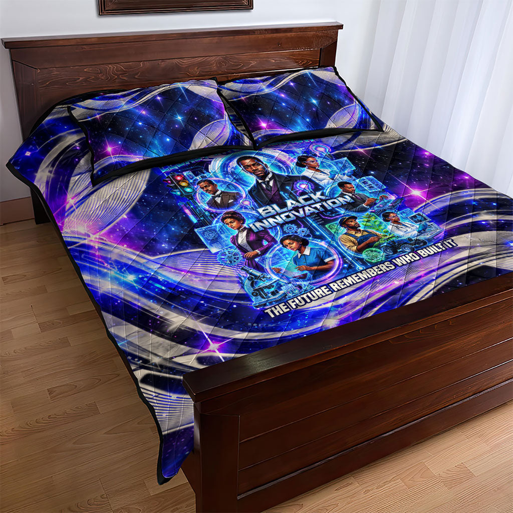 African American Inventions Black Inventors Quilt Bed Set Black Excellence Heritage Tribute - Futuristic Innovation
