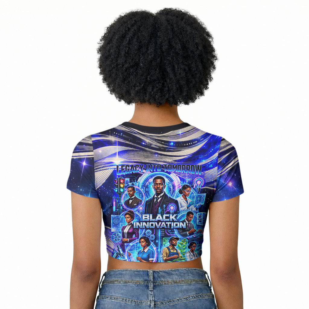 African American Inventions Black Inventors Raglan Cropped T shirt Black Excellence Heritage Tribute - Futuristic Innovation