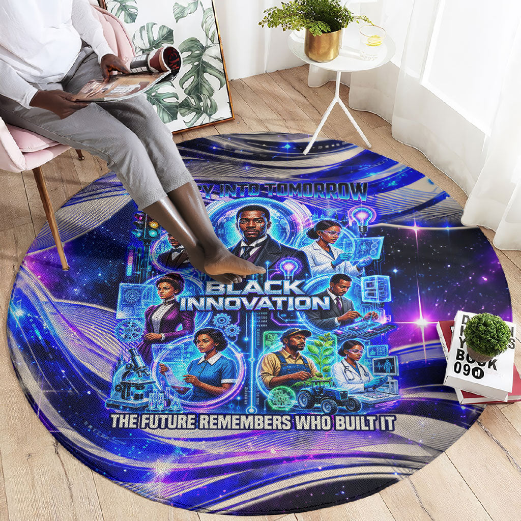 African American Inventions Black Inventors Round Carpet Black Excellence Heritage Tribute - Futuristic Innovation