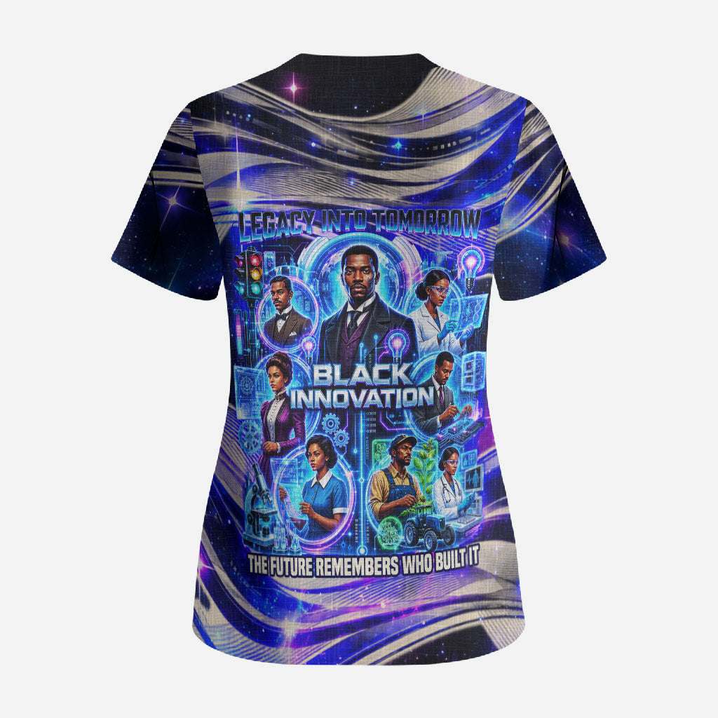 African American Inventions Black Inventors Scrub Top Black Excellence Heritage Tribute - Futuristic Innovation