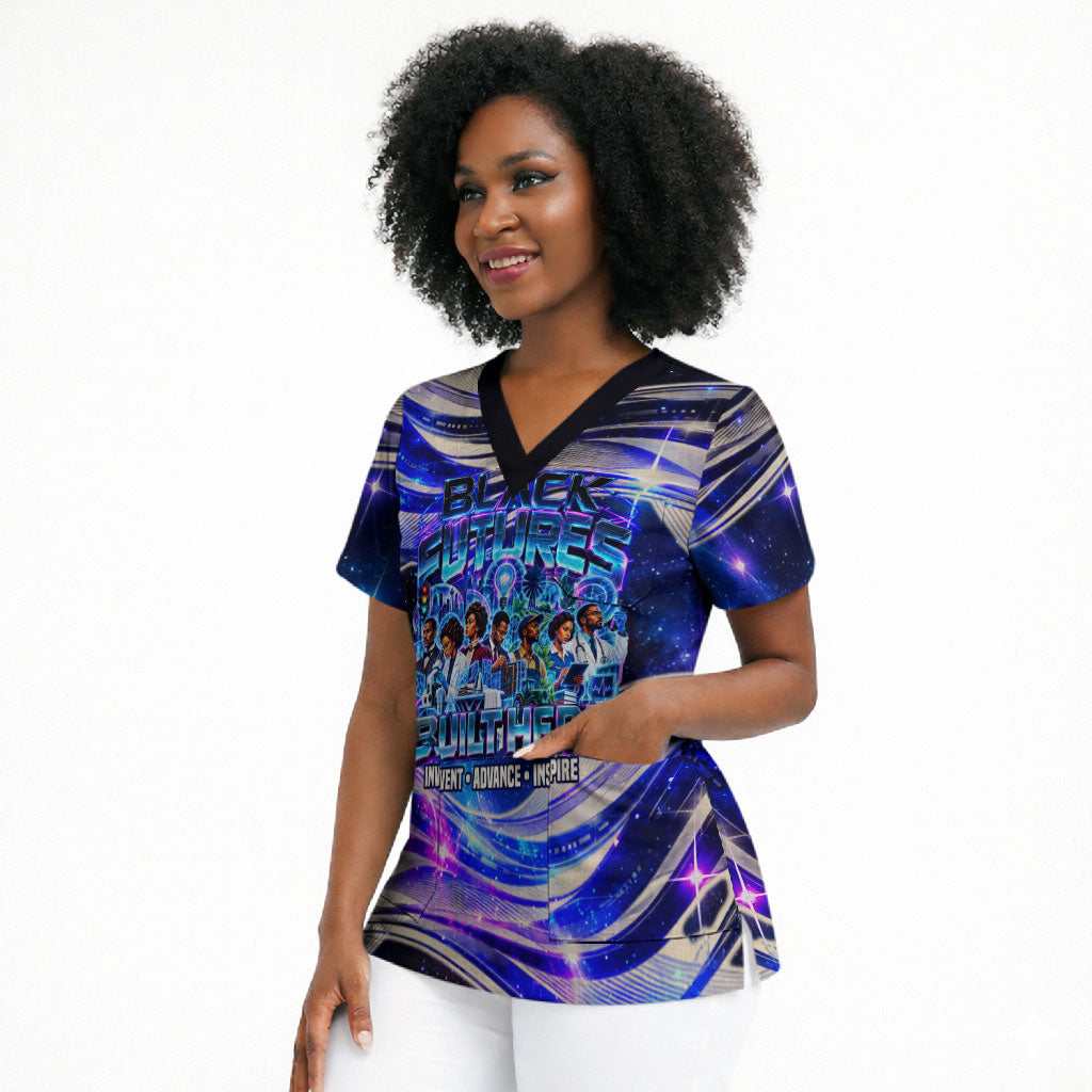 African American Inventions Black Inventors Scrub Top Black Excellence Heritage Tribute - Futuristic Innovation