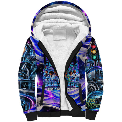African American Inventions Black Inventors Sherpa Hoodie Black Excellence Heritage Tribute - Futuristic Innovation