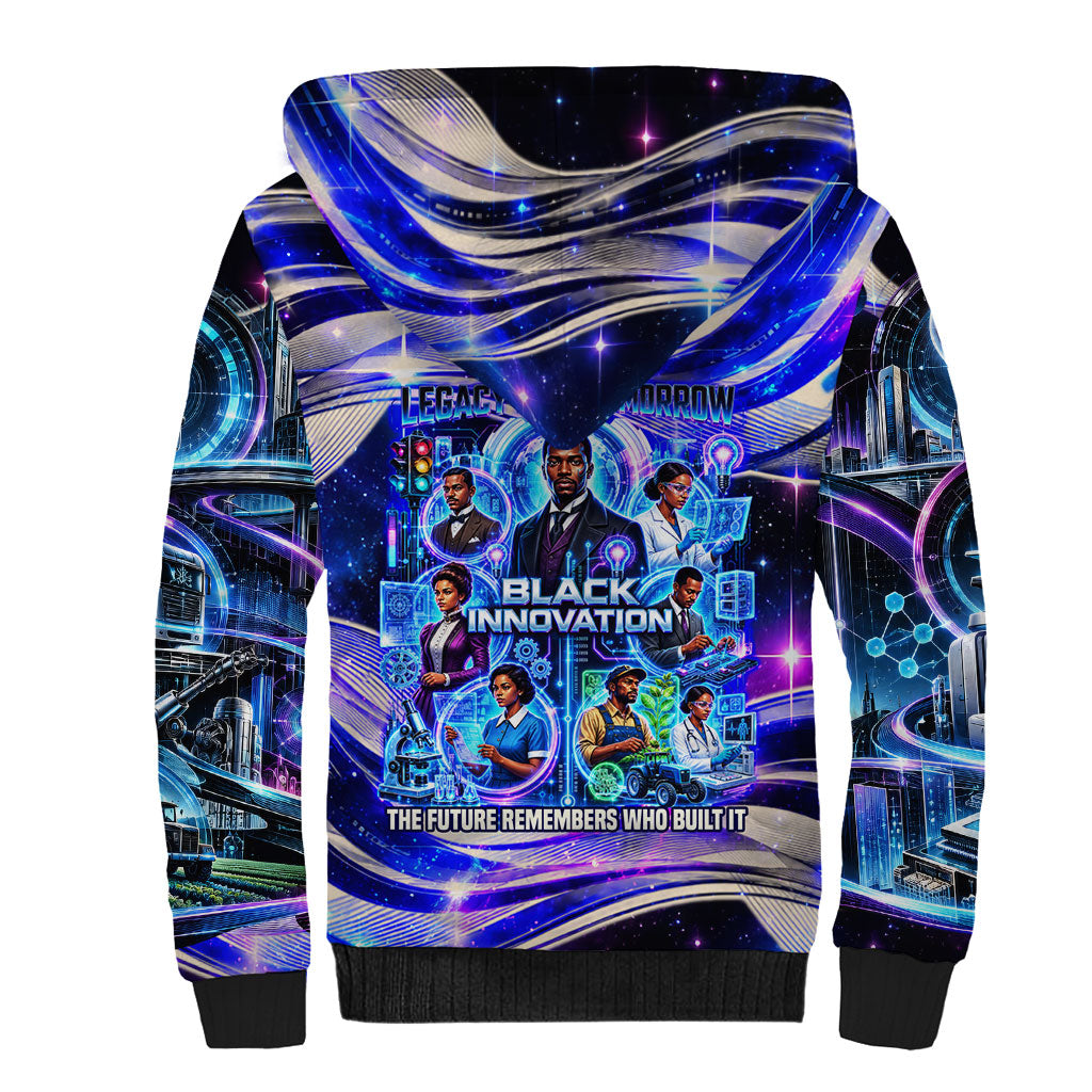 African American Inventions Black Inventors Sherpa Hoodie Black Excellence Heritage Tribute - Futuristic Innovation