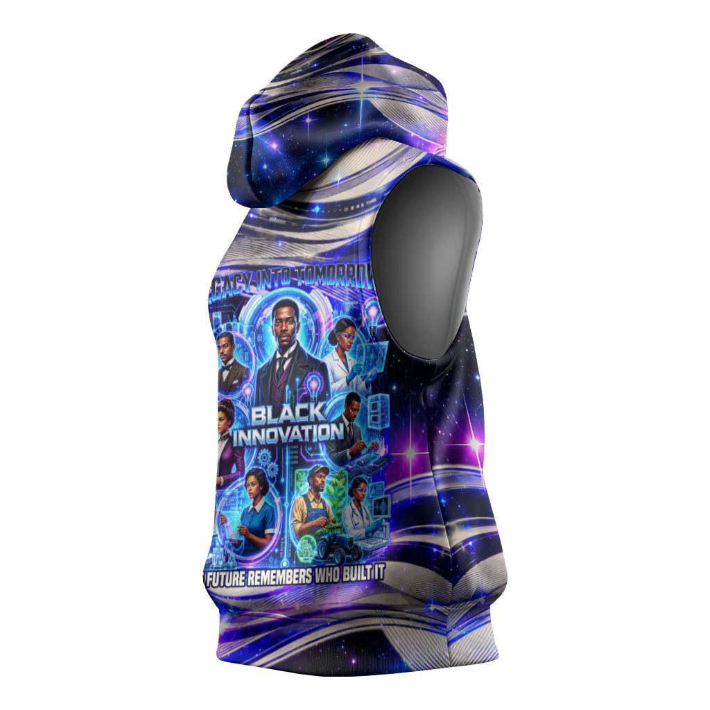 African American Inventions Black Inventors Sleeveless Hoodie Black Excellence Heritage Tribute - Futuristic Innovation