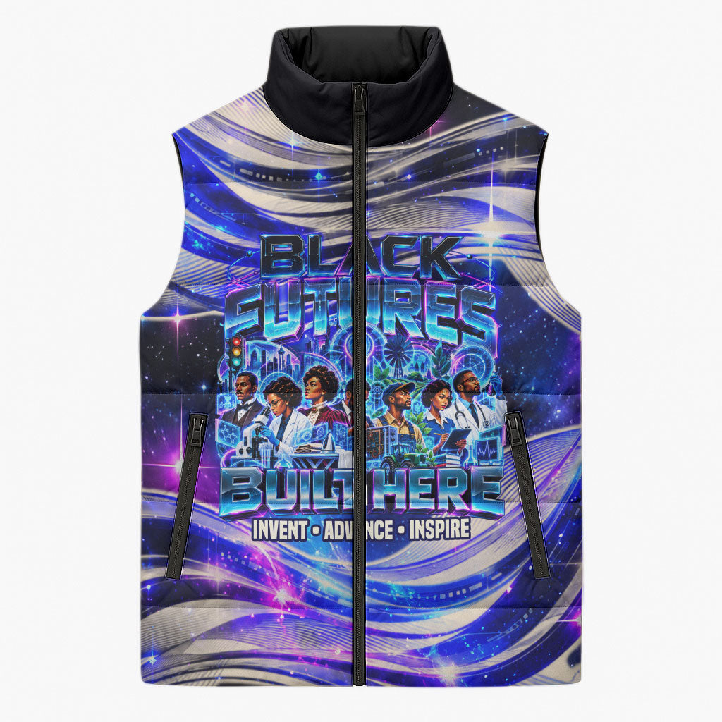African American Inventions Black Inventors Sleeveless Puffer Jacket Black Excellence Heritage Tribute - Futuristic Innovation