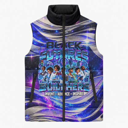 African American Inventions Black Inventors Sleeveless Puffer Jacket Black Excellence Heritage Tribute - Futuristic Innovation