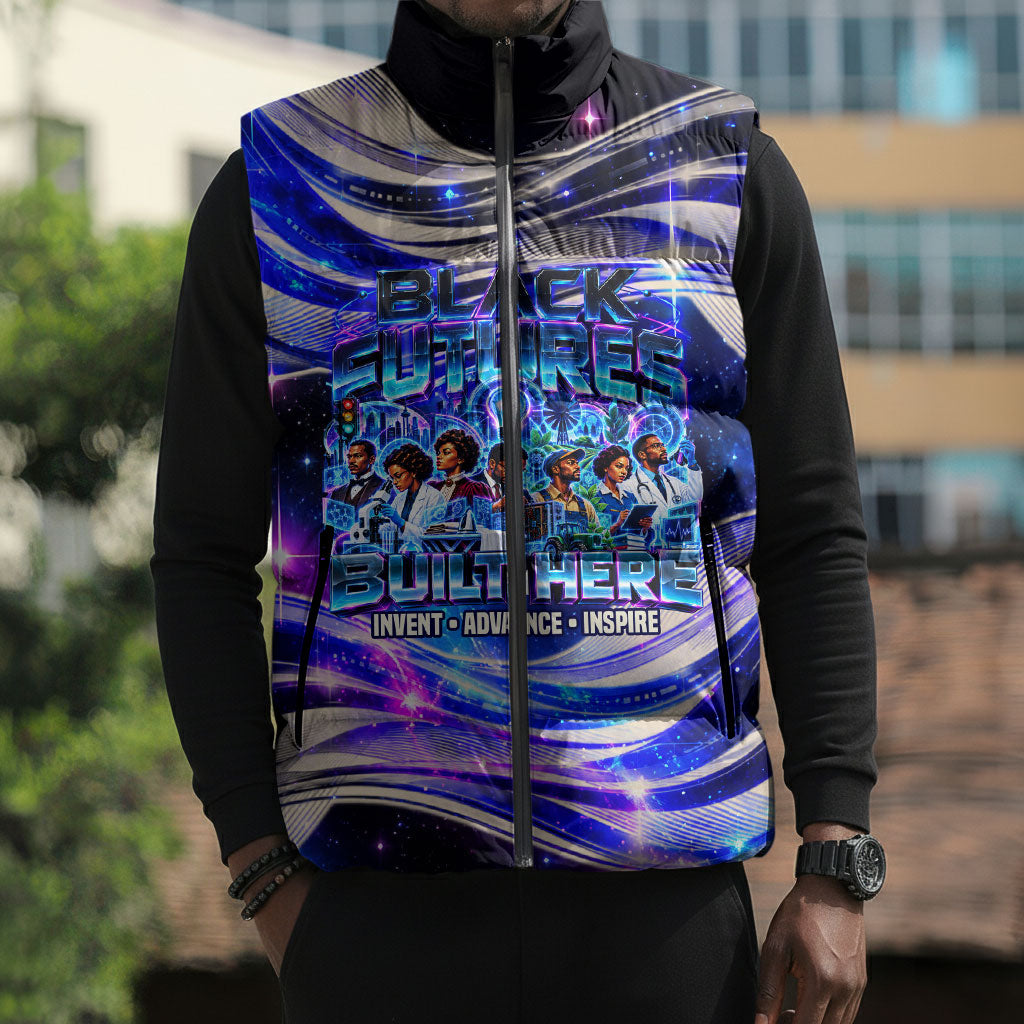 African American Inventions Black Inventors Sleeveless Puffer Jacket Black Excellence Heritage Tribute - Futuristic Innovation