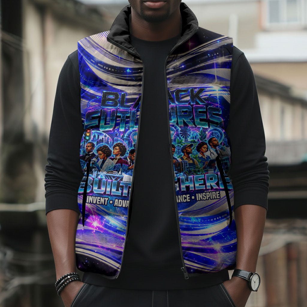 African American Inventions Black Inventors Sleeveless Puffer Jacket Black Excellence Heritage Tribute - Futuristic Innovation