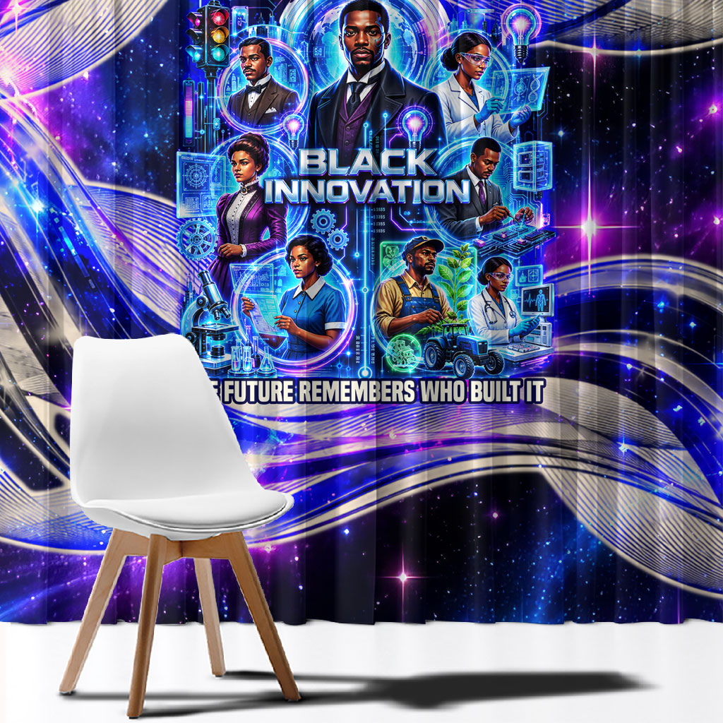 African American Inventions Black Inventors Window Curtain Black Excellence Heritage Tribute - Futuristic Innovation