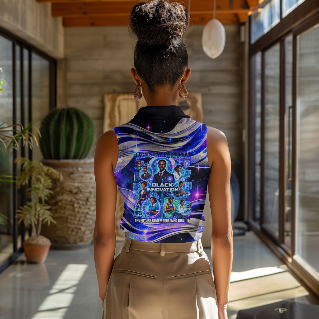 African American Inventions Black Inventors Women Sleeveless Polo Shirt Black Excellence Heritage Tribute - Futuristic Innovation
