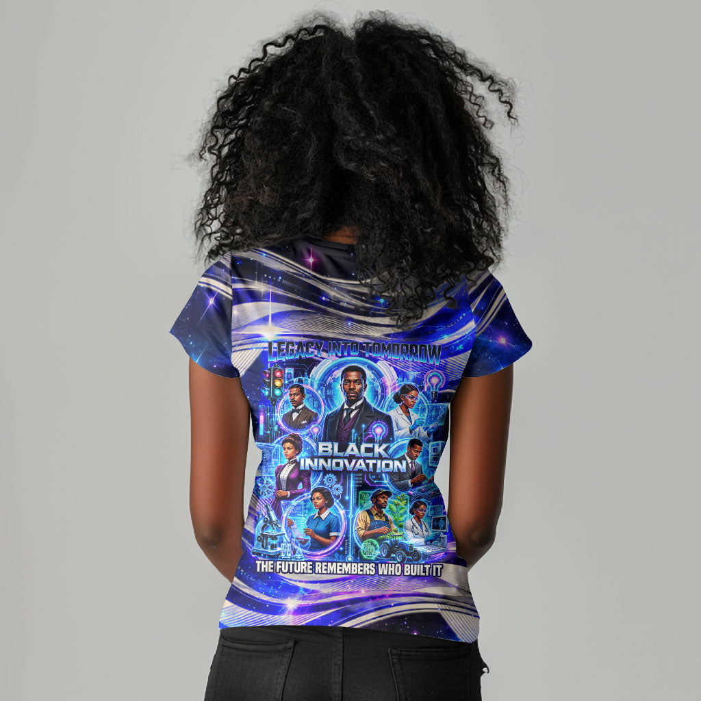 African American Inventions Black Inventors Women V-Neck T-Shirt Black Excellence Heritage Tribute - Futuristic Innovation