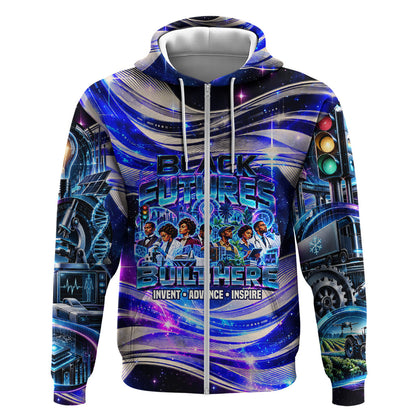 African American Inventions Black Inventors Zip Hoodie Black Excellence Heritage Tribute - Futuristic Innovation