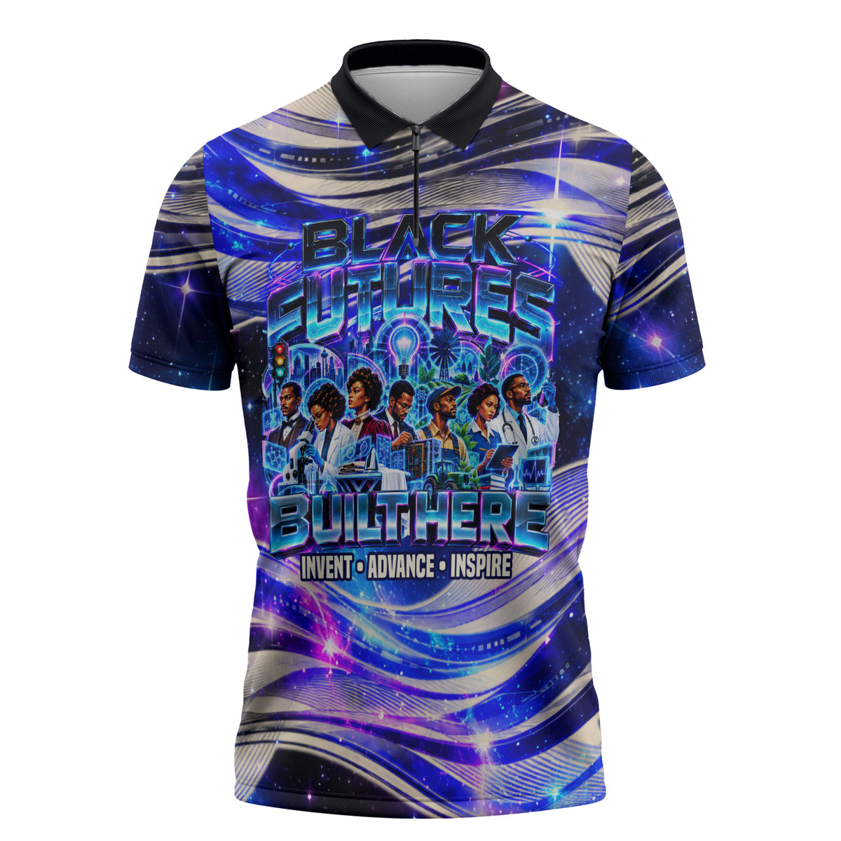 African American Inventions Black Inventors Zipper Polo Shirt Black Excellence Heritage Tribute - Futuristic Innovation