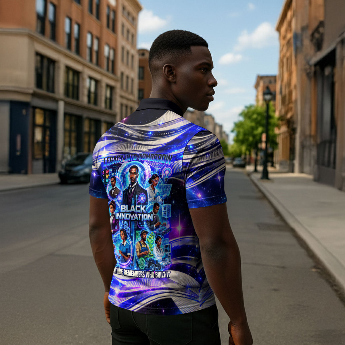 African American Inventions Black Inventors Zipper Polo Shirt Black Excellence Heritage Tribute - Futuristic Innovation