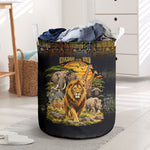 African Wildlife Heart Laundry Basket Safari Sunset Lion Elephant Giraffe Tribal Pattern