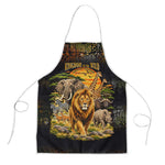 African Wildlife Heart Apron Safari Sunset Lion Elephant Giraffe Tribal Pattern