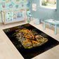 African Wildlife Heart Area Rug Safari Sunset Lion Elephant Giraffe Tribal Pattern