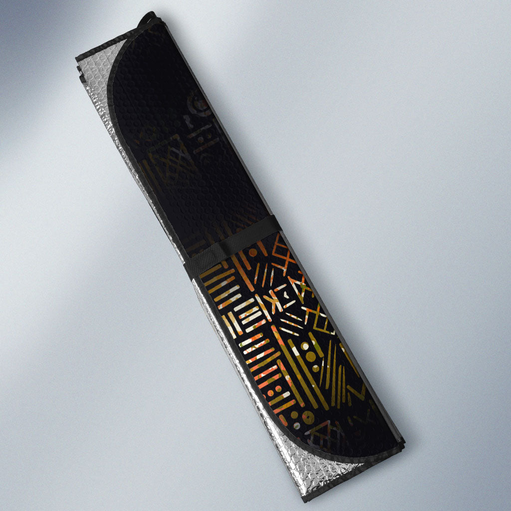 African Wildlife Heart Auto Sun Shade Safari Sunset Lion Elephant Giraffe Tribal Pattern